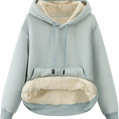 Women's Winter Warm Hoodie Sherpa Fleece Lined Pullover Hoodie Hooded Sweatshirt